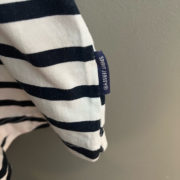 Spirit Jersey Striped White Navy Long Sleeve Lake Time Cotton jersey Crew Neck M - Picture 4 of 9